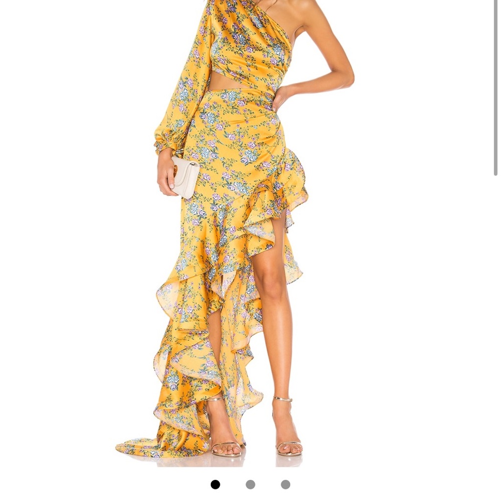 Bronx and Banco Yellow Floral High Low Dress
